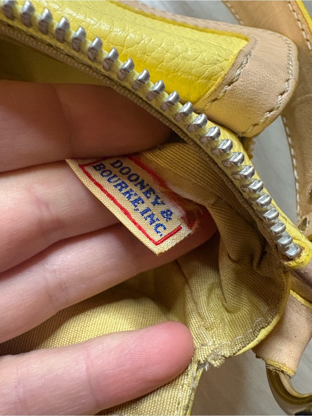 Dooney & Bourke Yellow Shoulder Bag with Tan Trim - Picture 14 of 15